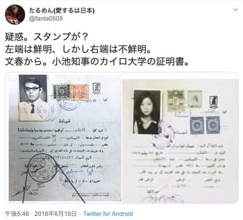 小池百合子のカイロ大学卒業は嘘?